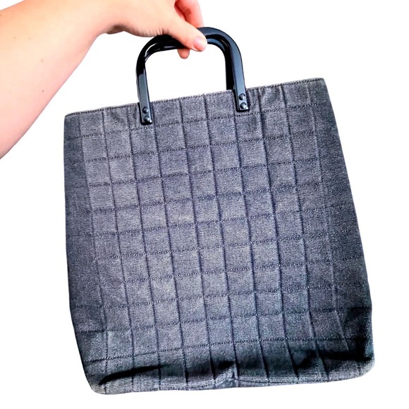 CHANEL Handbags - CHANEL Chocolate Bar Hand Ladies Hand Bag 6th Series Denim Blue Vintage